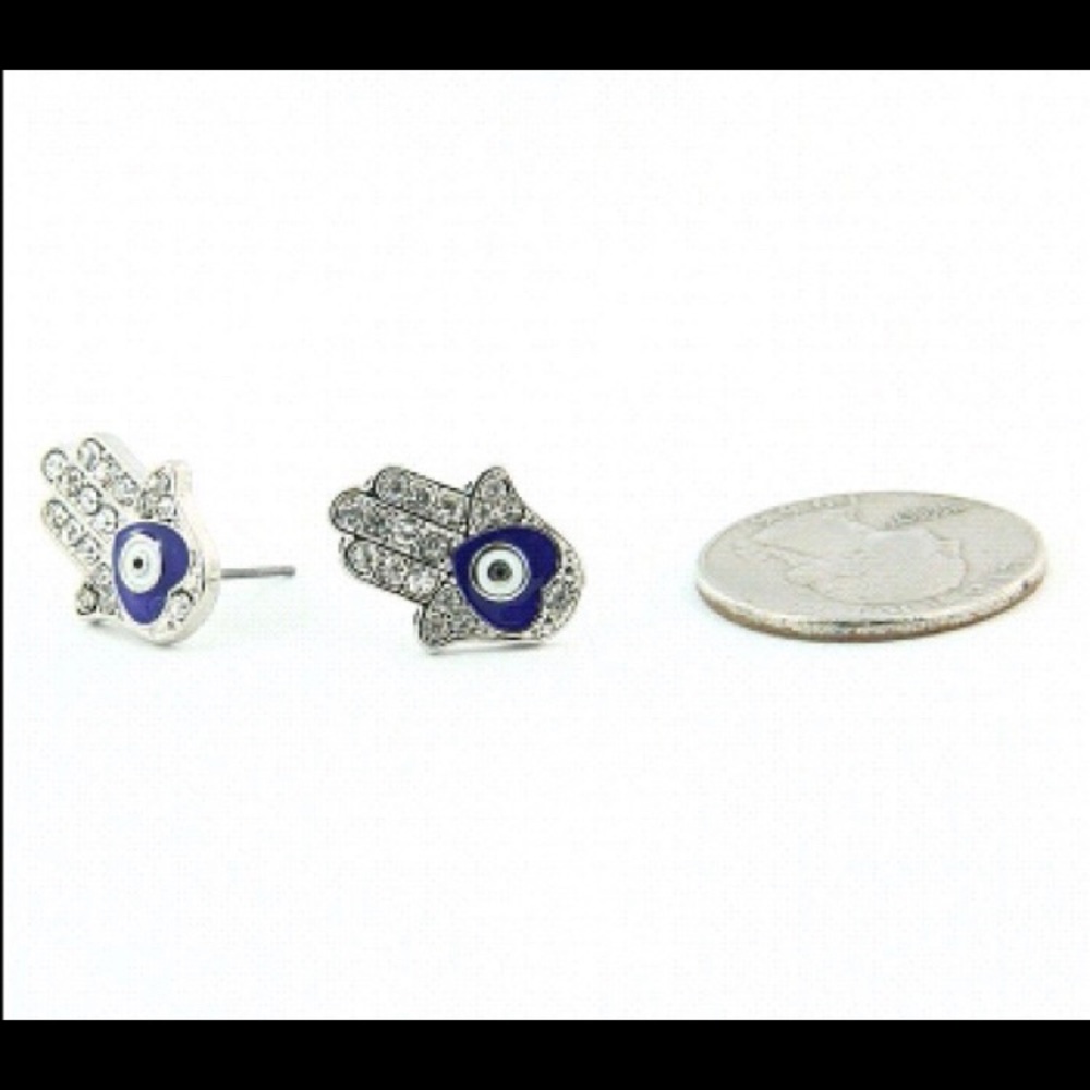 Hamsa/Hand Of Fatima earrings with evil eye.